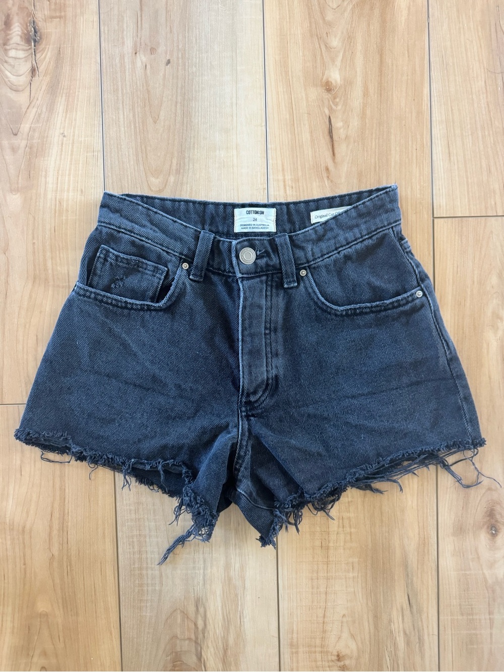 Cotton On Black Denim Original Cutoff Shorts Size 24 High Rise Distressed